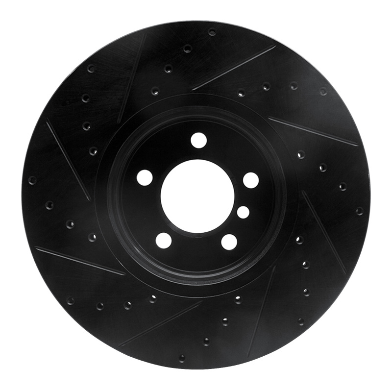 Land Rover Range Rover Brake Rotor (1) - Front Right - R1 Concepts - Drilled & Slotted - Black - `03-`05